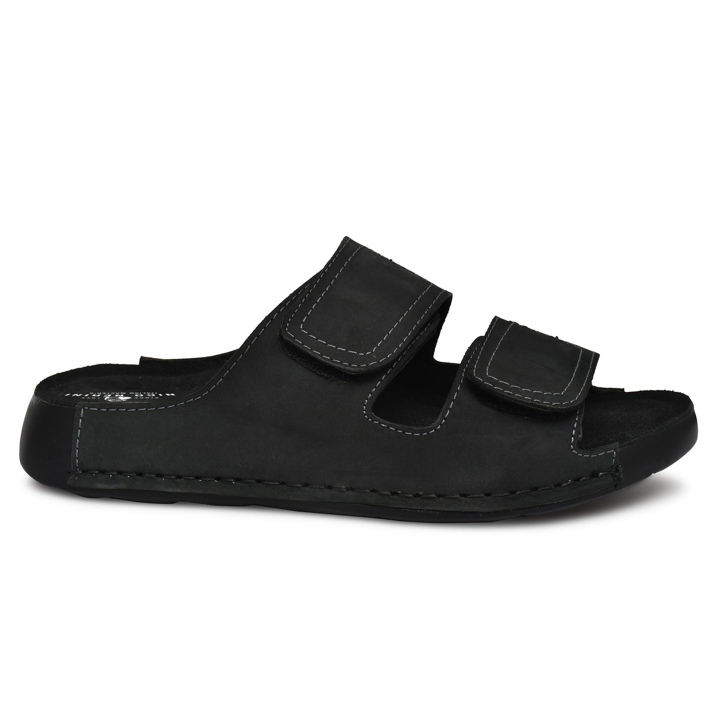 EZRO Men's Black Adjustable Comfort Slippers | Premium Dual Strap Casual Slide Slippers for Indoor & Outdoor Wear