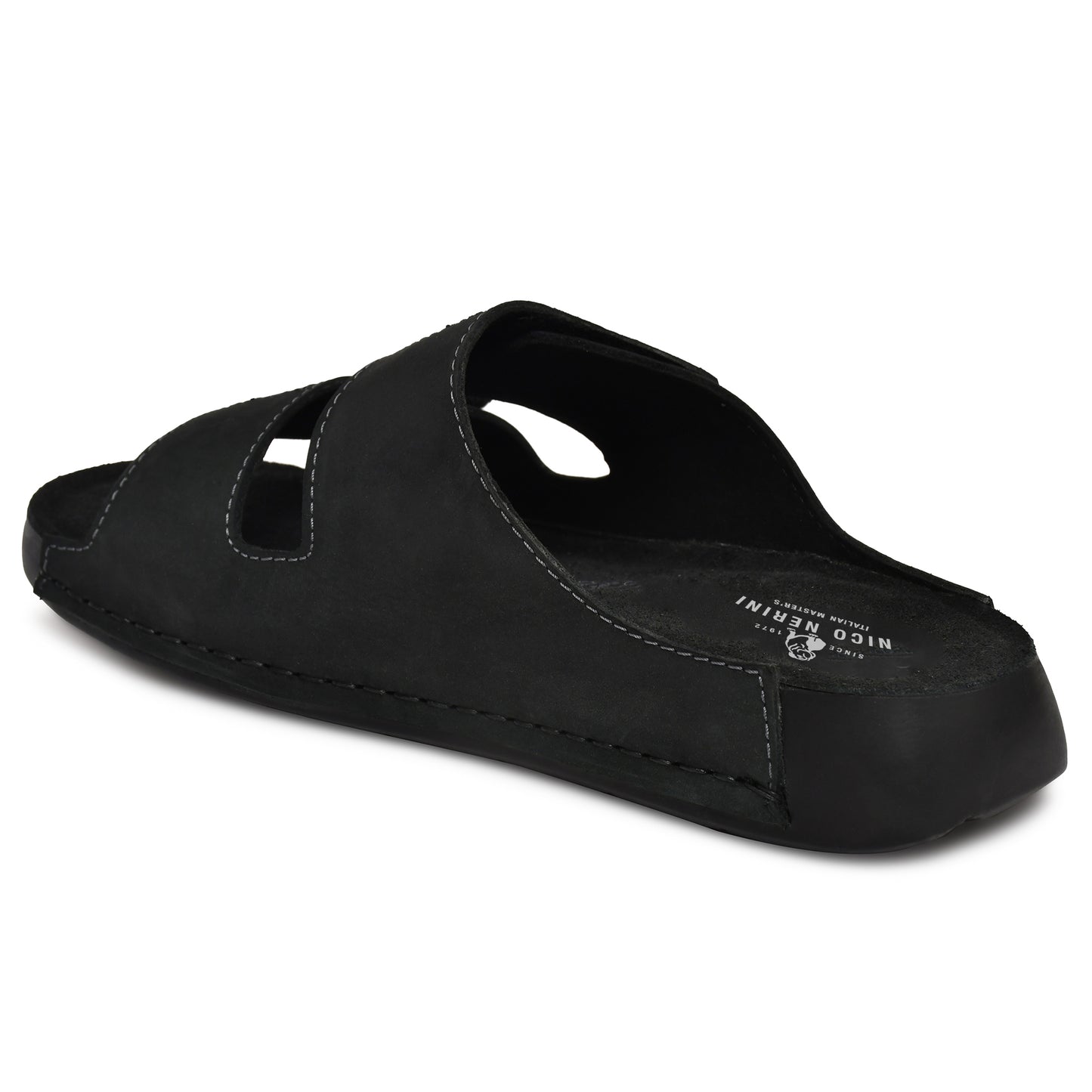 EZRO Men's Black Adjustable Comfort Slippers | Premium Dual Strap Casual Slide Slippers for Indoor & Outdoor Wear