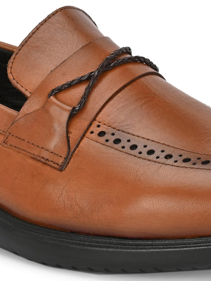 EZRO Men's Premium Tan Loafers | Classic Slip-On Formal & Casual Shoes | Comfortable Everyday Wear