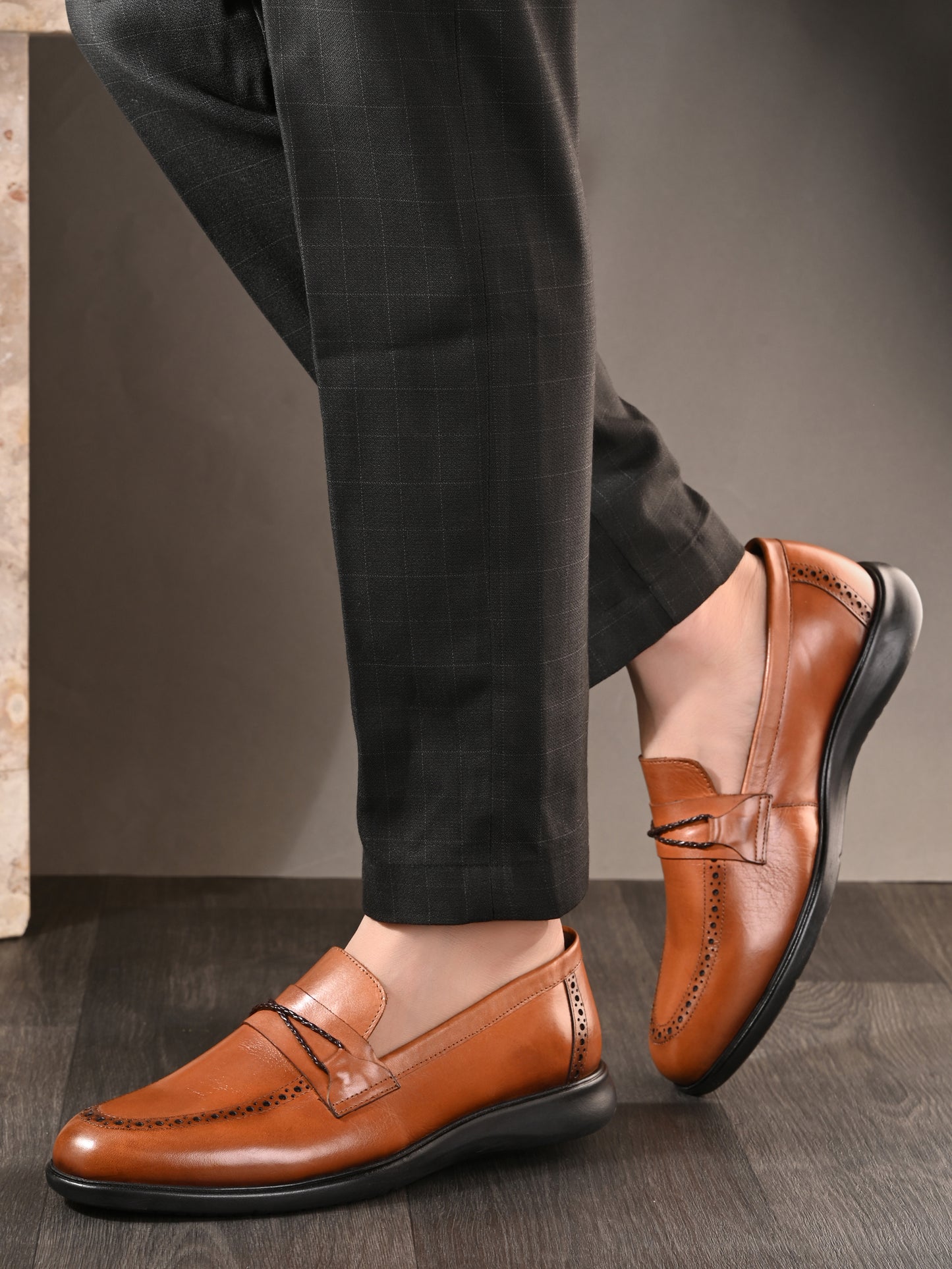 EZRO Men's Premium Tan Loafers | Classic Slip-On Formal & Casual Shoes | Comfortable Everyday Wear