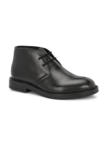 EZRO Men's Black Ankle Boots | Premium Lace-Up Formal & Casual Leather Boots for Office, Travel & Everyday Wear