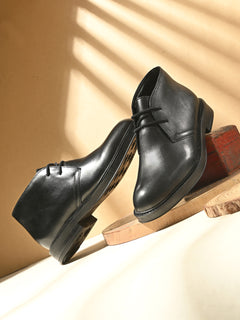 EZRO Men's Black Ankle Boots | Premium Lace-Up Formal & Casual Leather Boots for Office, Travel & Everyday Wear
