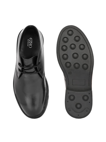 EZRO Men's Black Ankle Boots | Premium Lace-Up Formal & Casual Leather Boots for Office, Travel & Everyday Wear