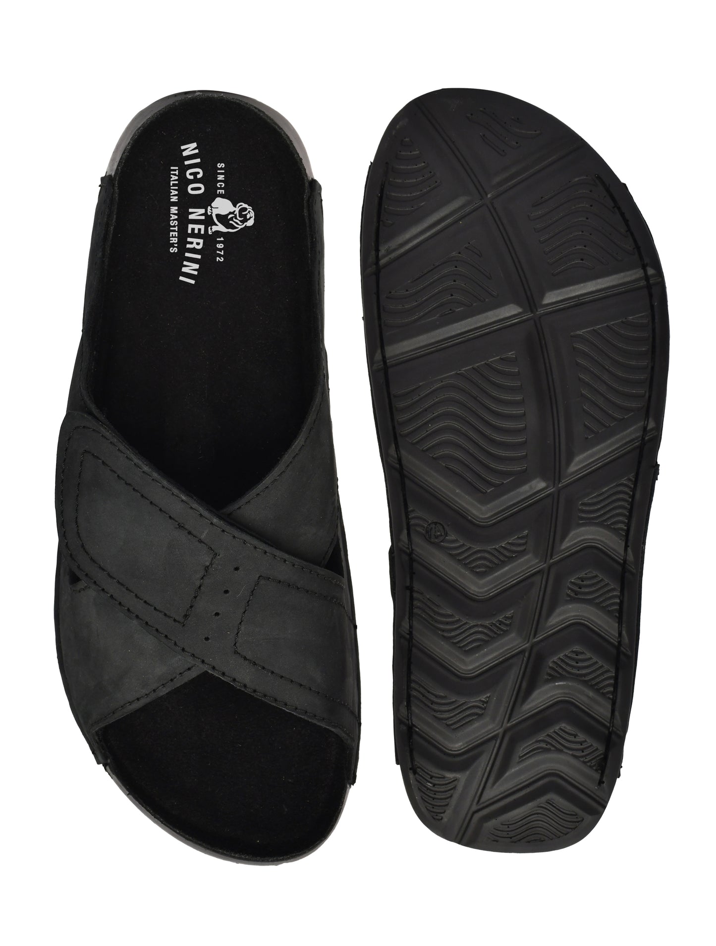 EZRO Men's Black Adjustable Comfort Slippers | Lightweight Casual Slide Sandals for Everyday Wear