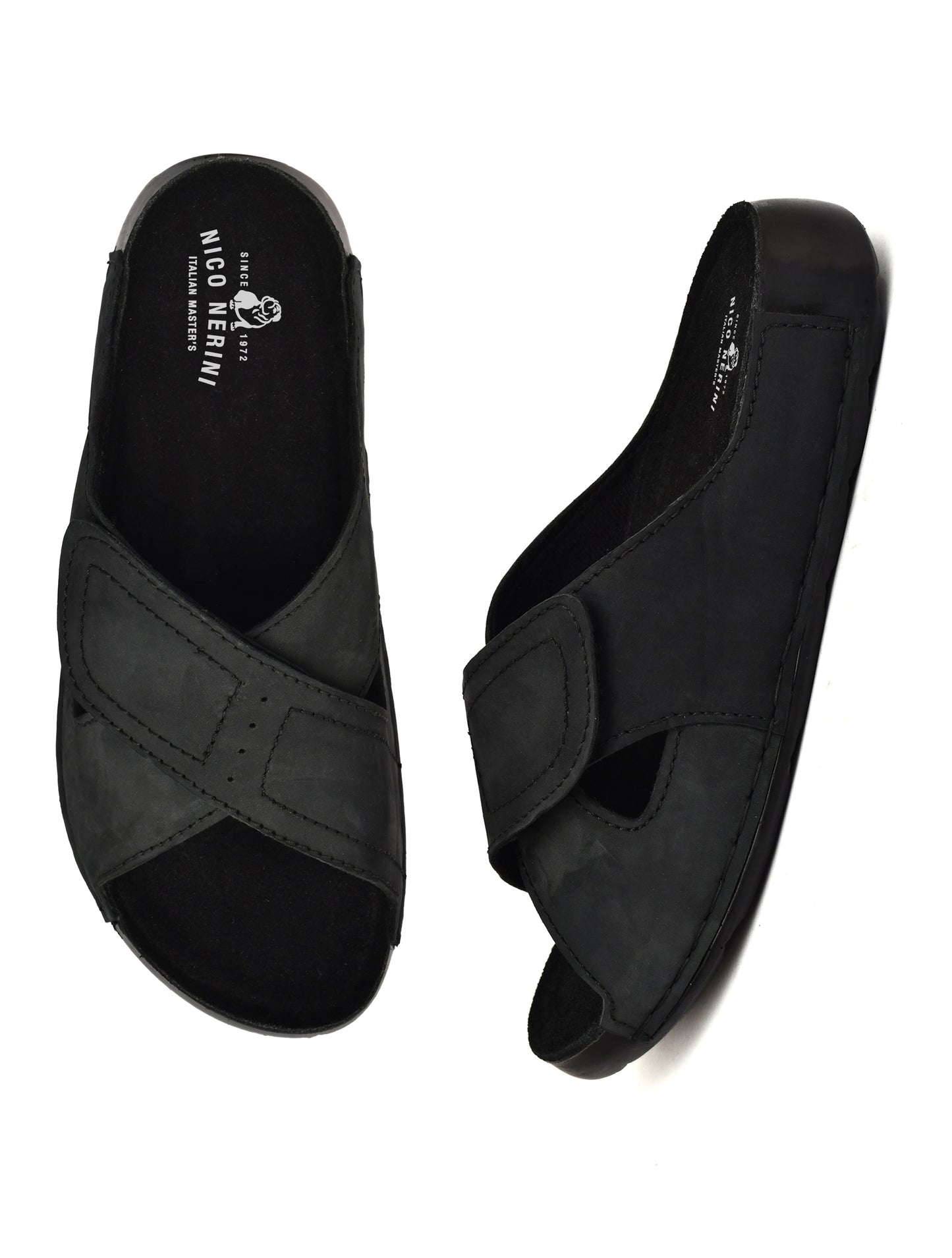 EZRO Men's Black Adjustable Comfort Slippers | Lightweight Casual Slide Sandals for Everyday Wear