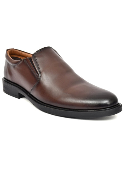 EZRO Men's Classic Brown Leather Slip-On Formal Shoes