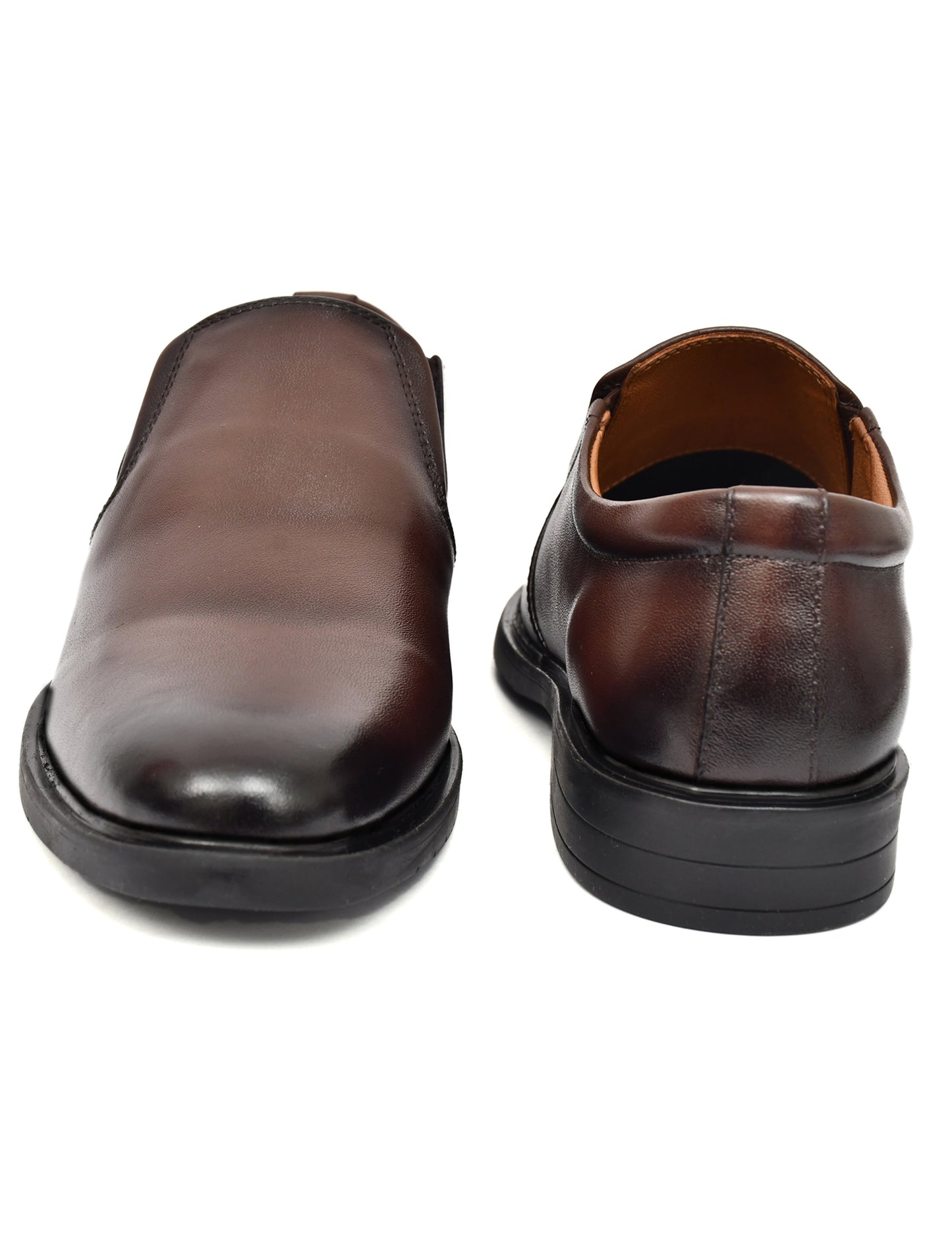 EZRO Men's Classic Brown Leather Slip-On Formal Shoes