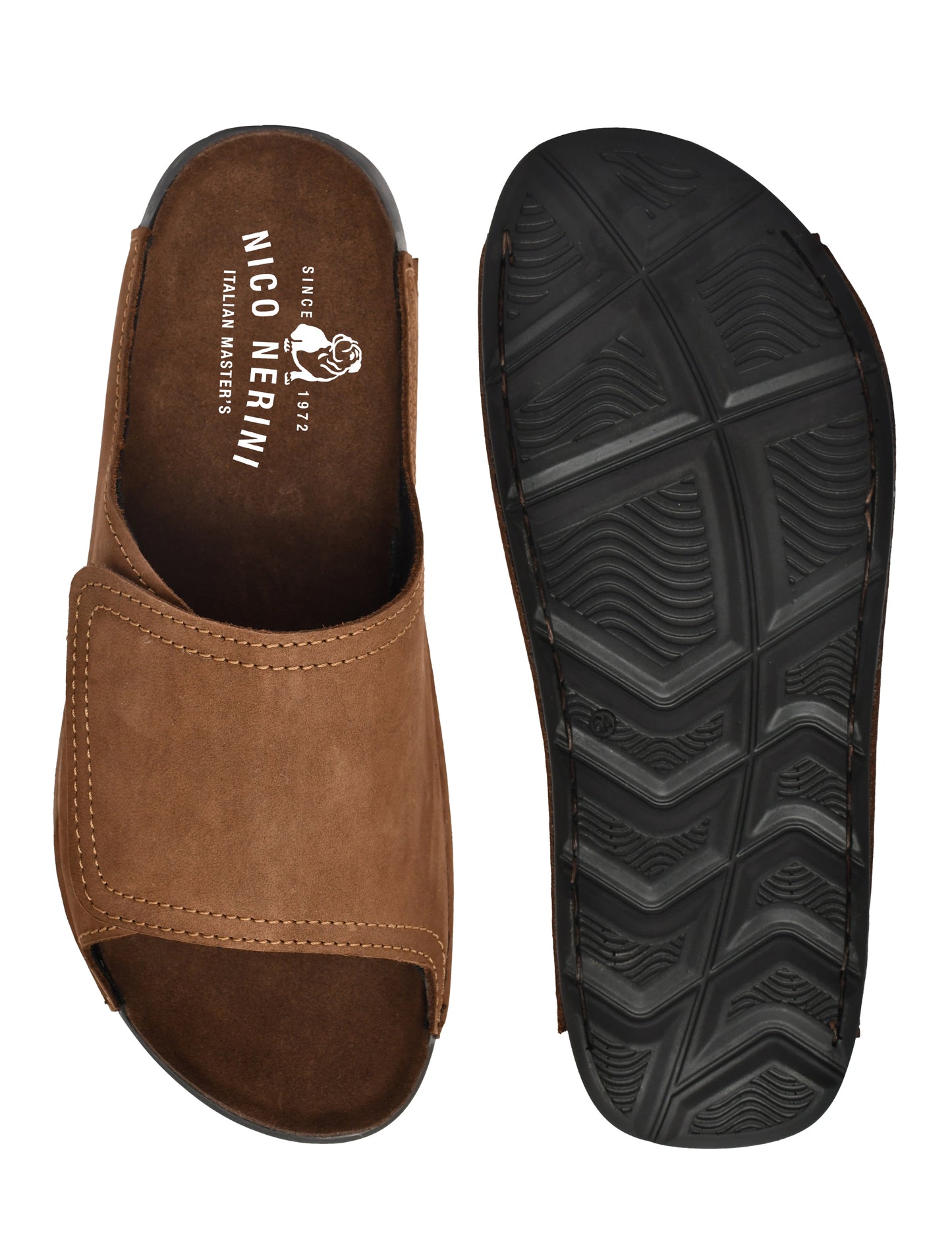 EZRO Men's Brown Comfort Slide Slippers | Soft Cushioned Open-Toe Slip-On Sandals for Daily Wear