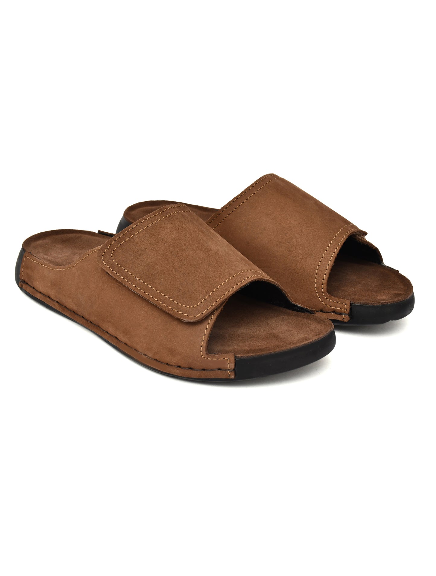 EZRO Men's Brown Comfort Slide Slippers | Soft Cushioned Open-Toe Slip-On Sandals for Daily Wear