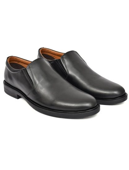 EZRO Men's Classic Black Leather Slip-On Formal Shoes