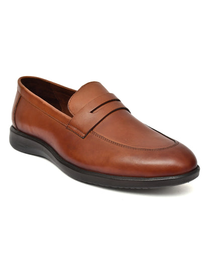 EZRO Men's Premium Tan Loafers | Classic Slip-On Formal & Casual Shoes for Office and Party