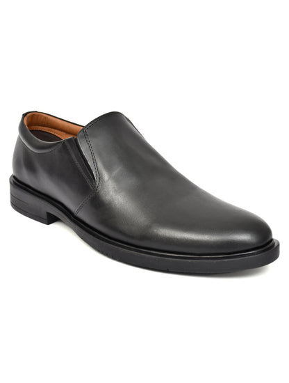 EZRO Men's Classic Black Leather Slip-On Formal Shoes