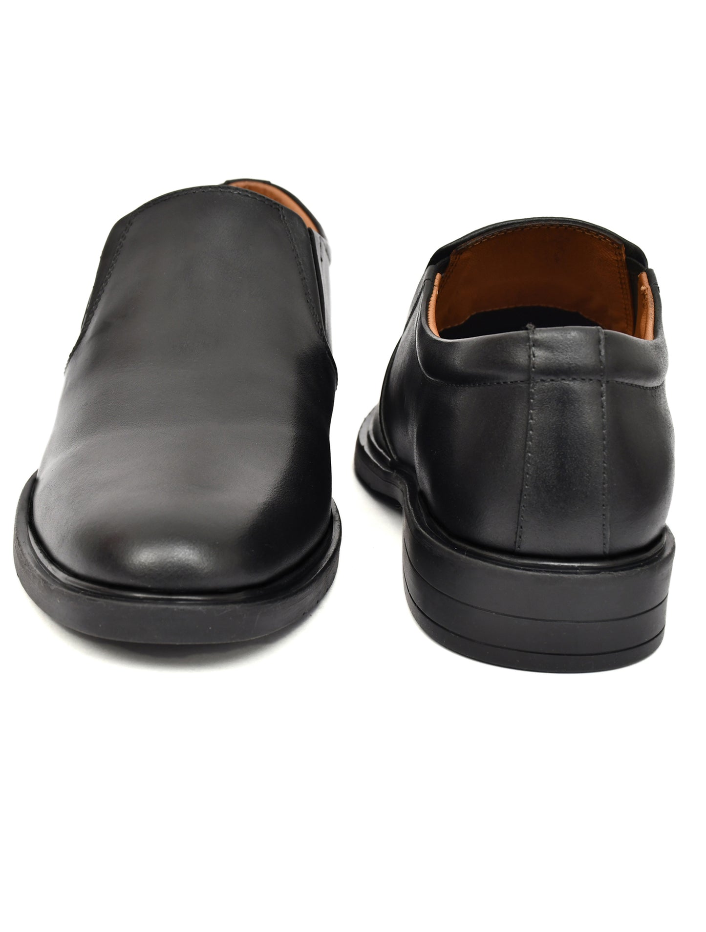 EZRO Men's Classic Black Leather Slip-On Formal Shoes