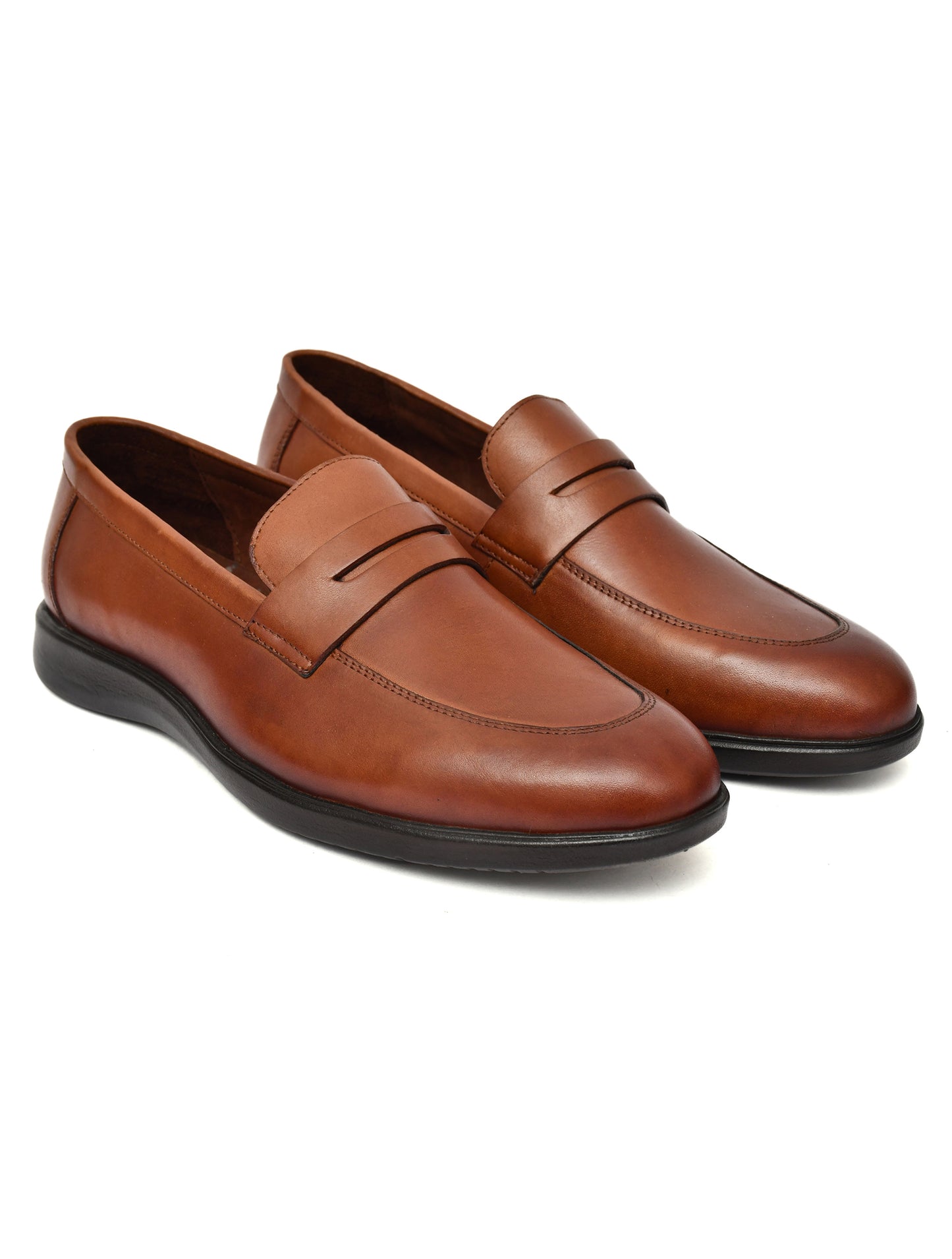 EZRO Men's Premium Tan Loafers | Classic Slip-On Formal & Casual Shoes for Office and Party
