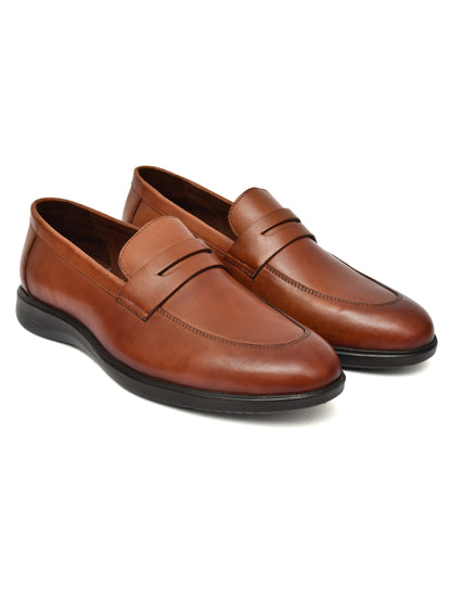EZRO Men's Premium Tan Loafers | Classic Slip-On Formal & Casual Shoes for Office and Party