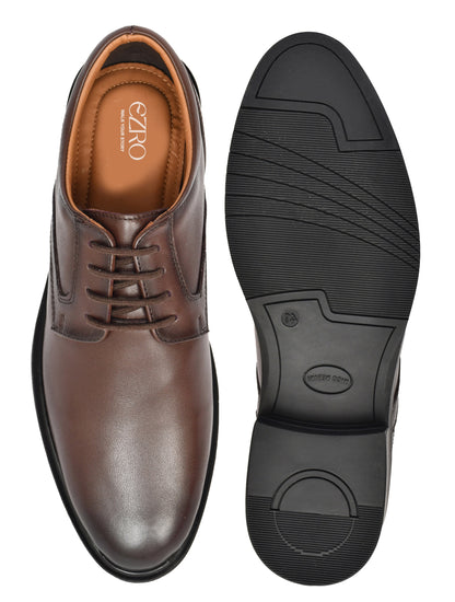 Classic Brown Leather Derby Shoes for Men – Premium Formal Lace-Up Shoes