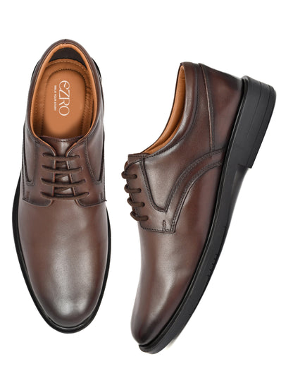 Classic Brown Leather Derby Shoes for Men – Premium Formal Lace-Up Shoes