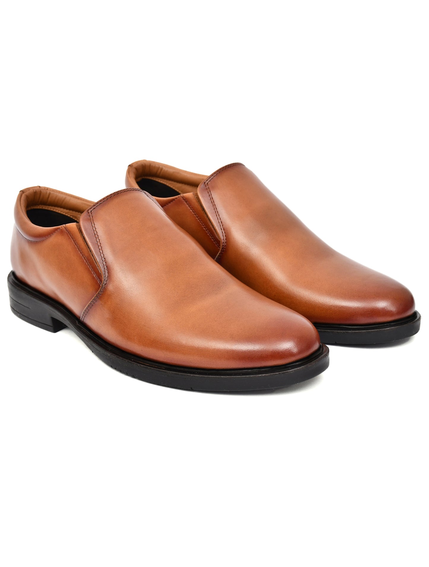 EZRO Men's Classic Tan Leather Slip-On Formal Shoes