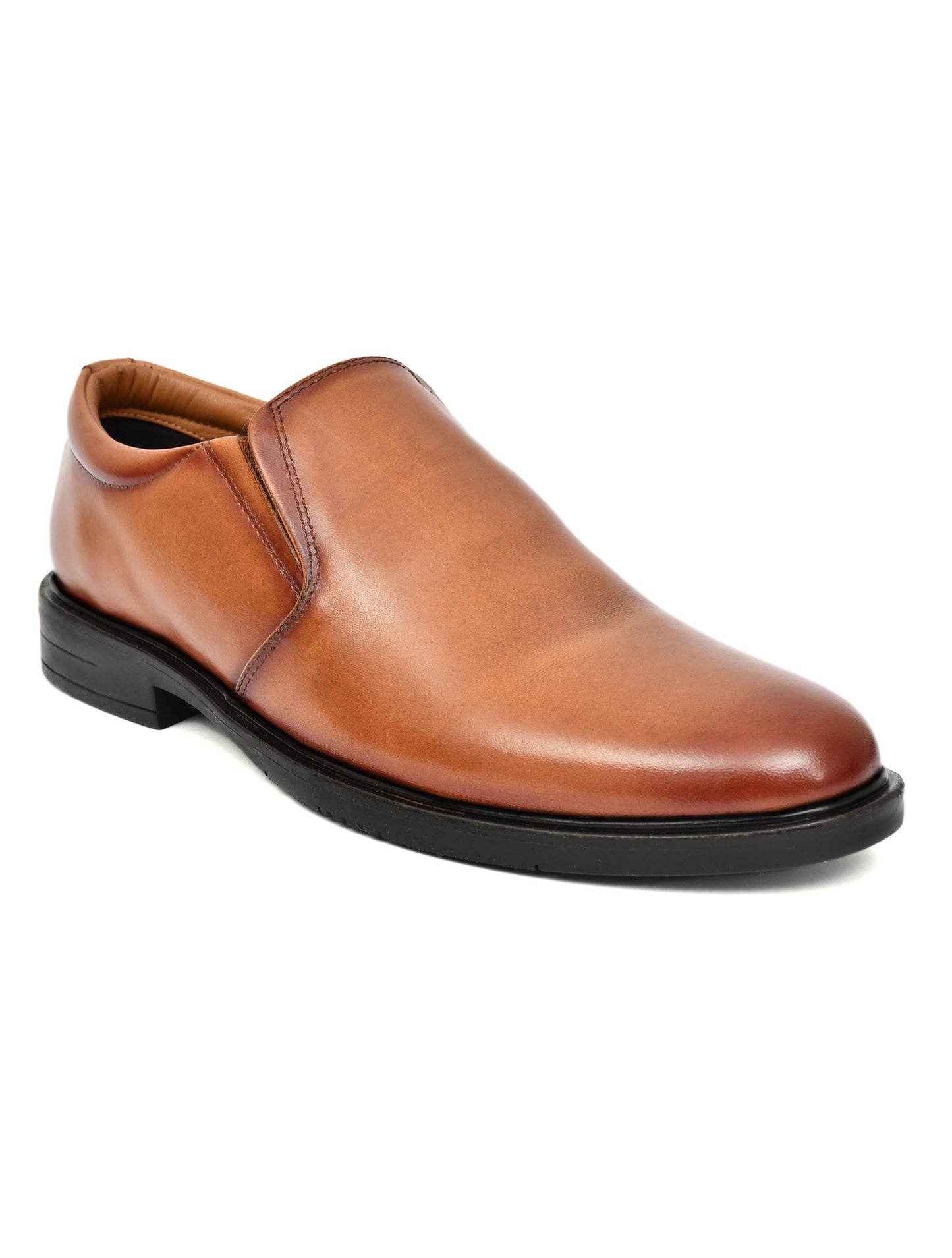 EZRO Men's Classic Tan Leather Slip-On Formal Shoes