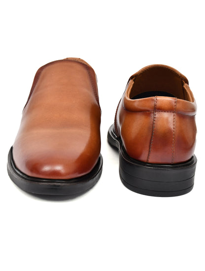 EZRO Men's Classic Tan Leather Slip-On Formal Shoes