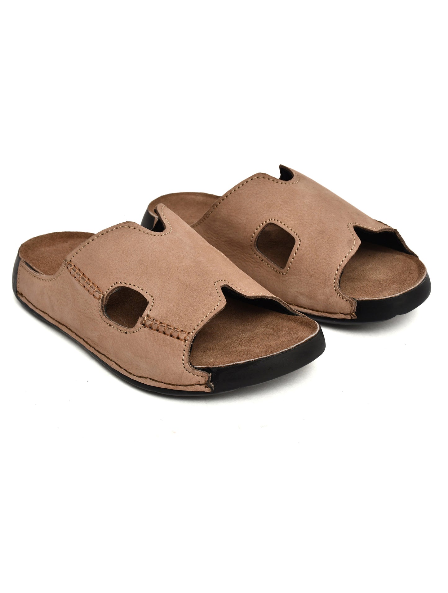 EZRO Men's Brown Comfort Slippers | Premium Open-Toe Casual Slip-On Slippers for Home & Everyday Wear