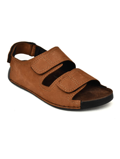 EZRO Men's Tan Adjustable Comfort Sandals | Lightweight Hook & Loop Casual Outdoor Walking Sandals