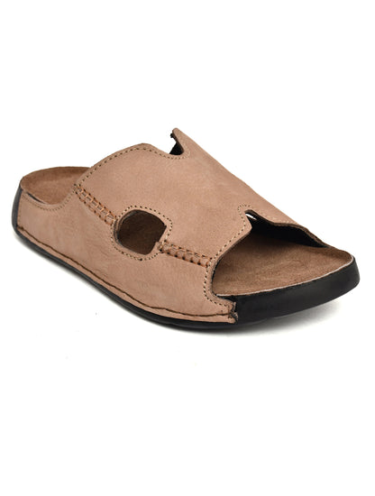EZRO Men's Brown Comfort Slippers | Premium Open-Toe Casual Slip-On Slippers for Home & Everyday Wear