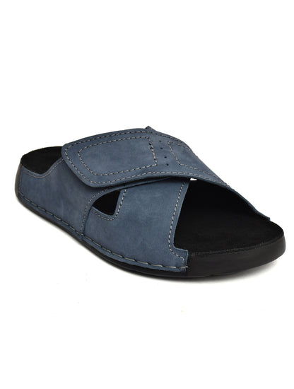 EZRO Men's Blue Adjustable Comfort Slippers | Lightweight Casual Slide Sandals for Everyday Wear