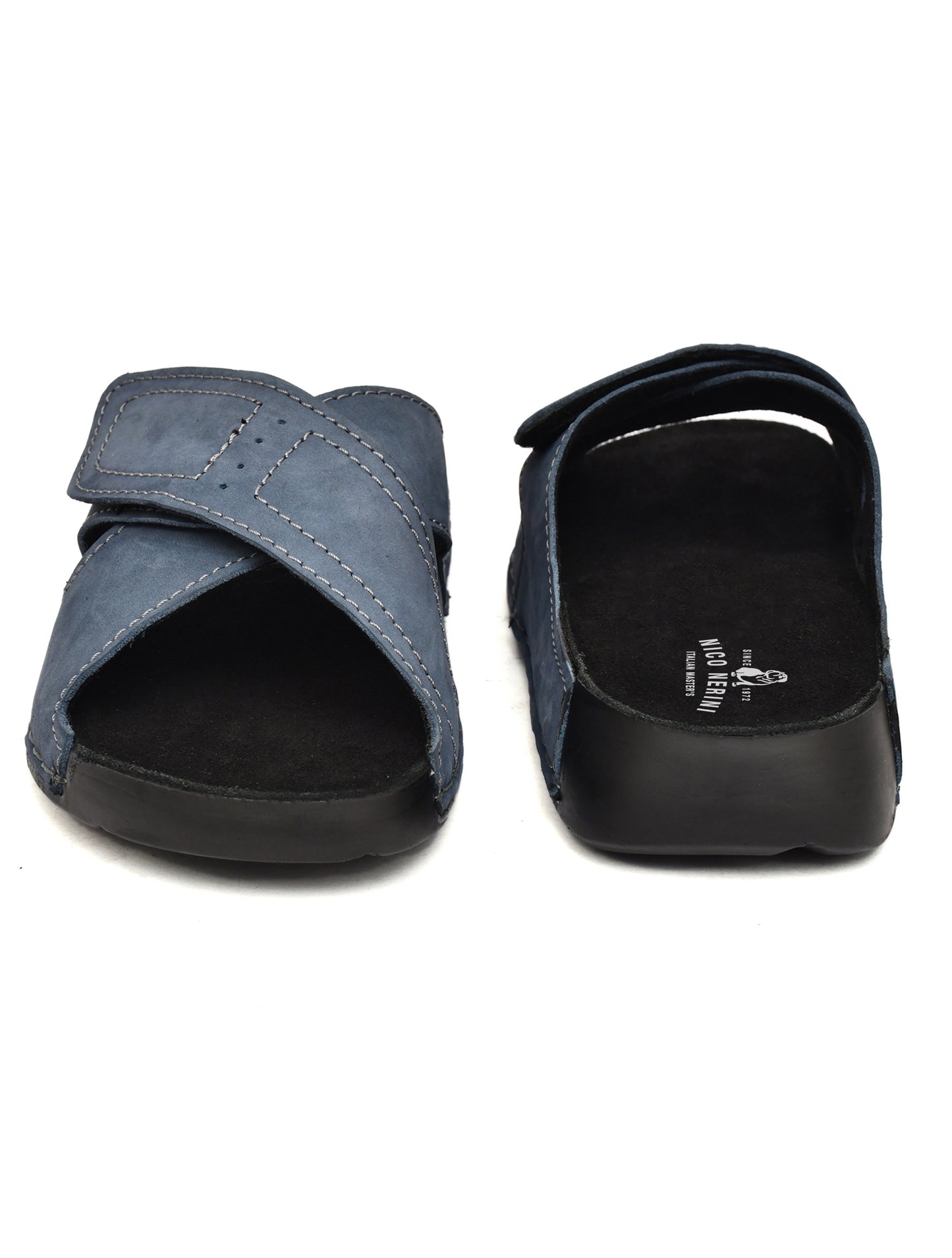 EZRO Men's Blue Adjustable Comfort Slippers | Lightweight Casual Slide Sandals for Everyday Wear