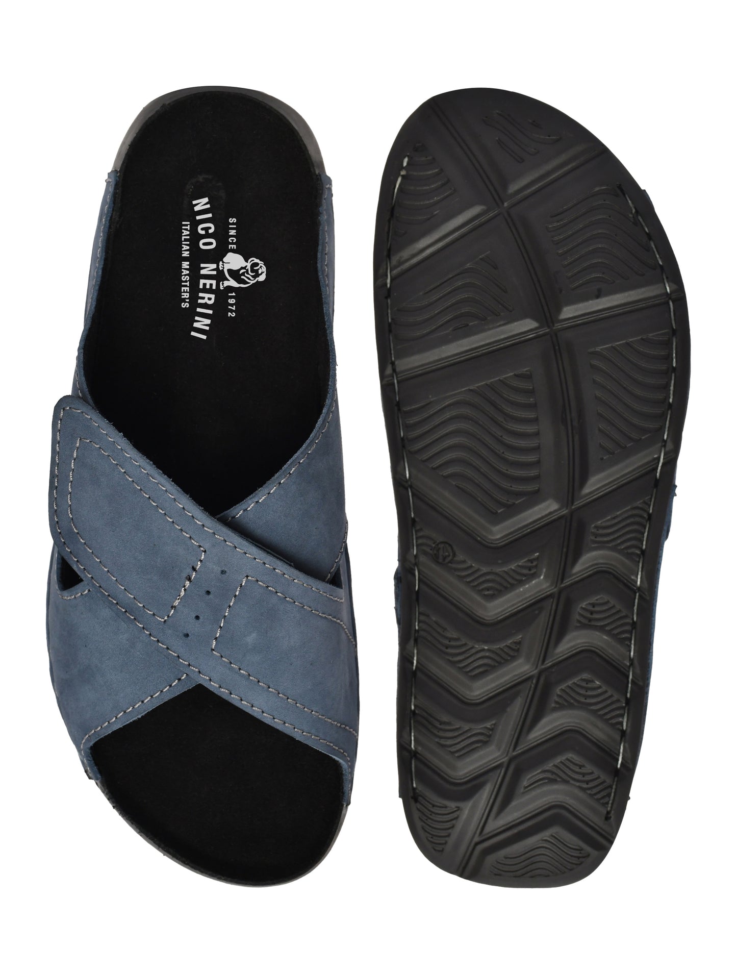 EZRO Men's Blue Adjustable Comfort Slippers | Lightweight Casual Slide Sandals for Everyday Wear