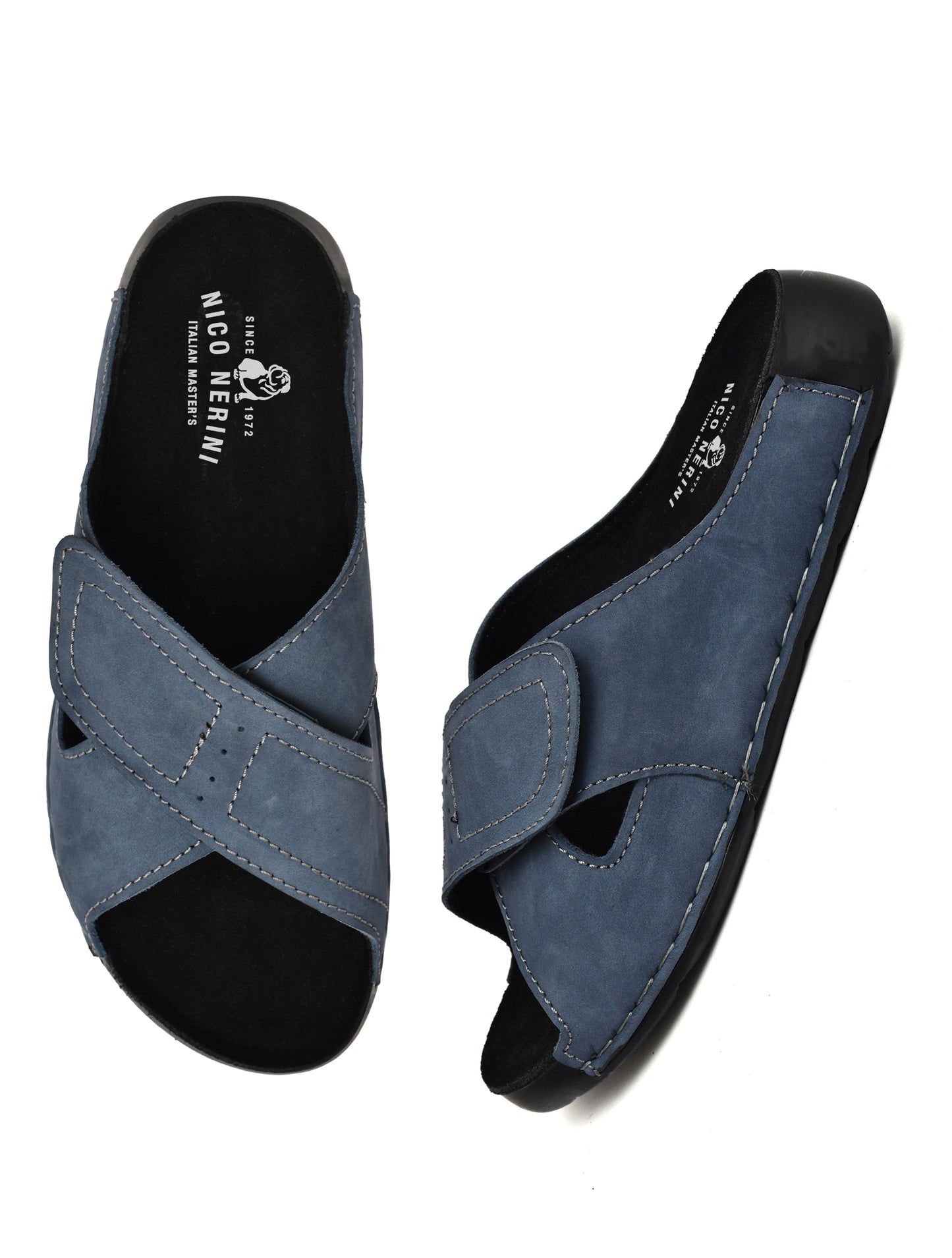 EZRO Men's Blue Adjustable Comfort Slippers | Lightweight Casual Slide Sandals for Everyday Wear