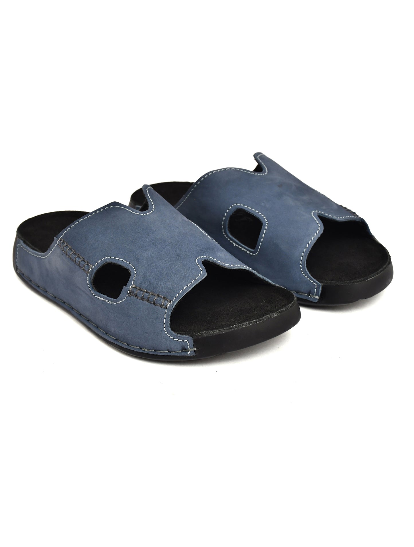 EZRO Men's Blue Comfort Slippers | Premium Open-Toe Casual Slip-On Slippers for Home & Everyday Wear