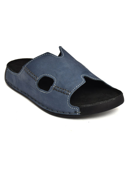 EZRO Men's Blue Comfort Slippers | Premium Open-Toe Casual Slip-On Slippers for Home & Everyday Wear