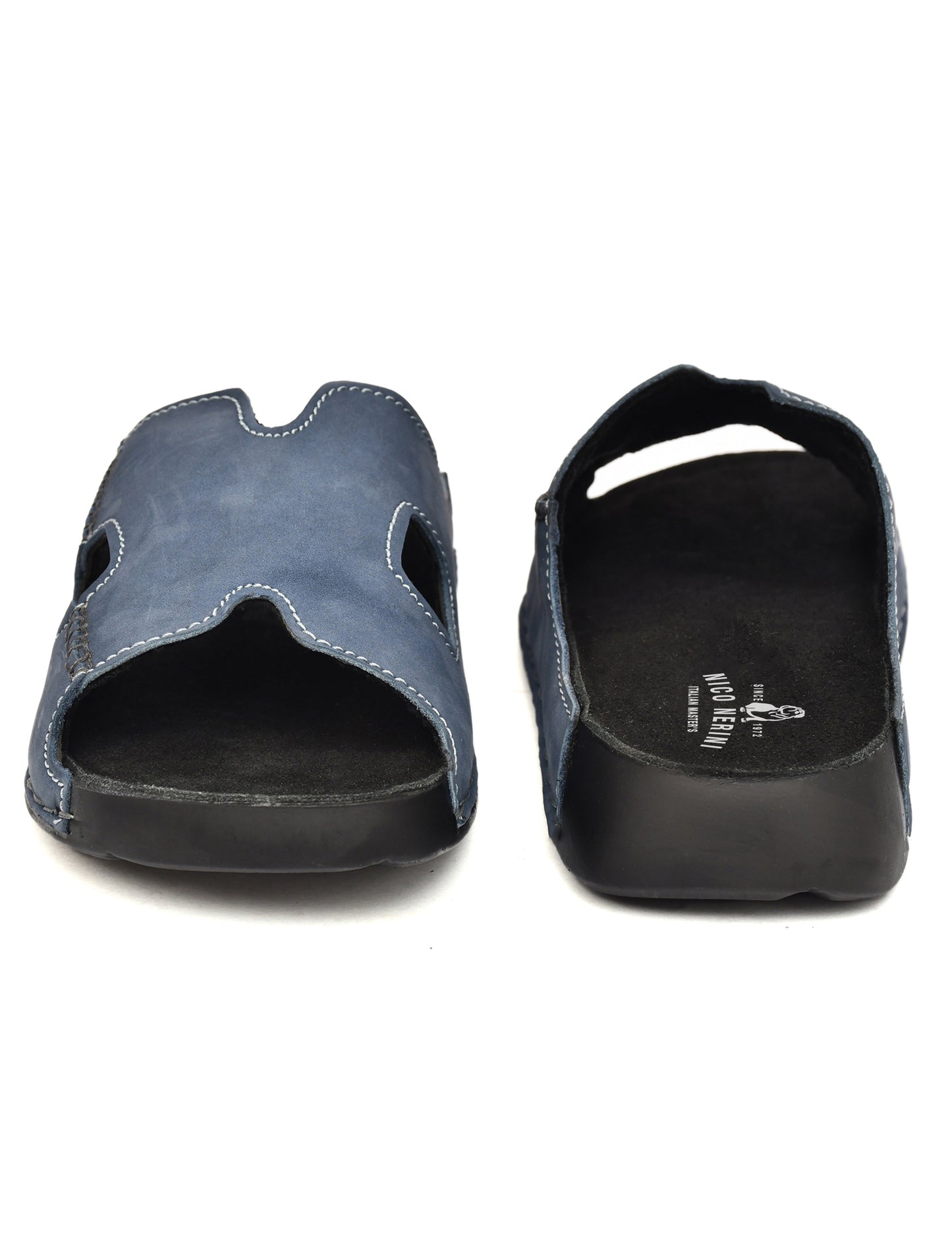 EZRO Men's Blue Comfort Slippers | Premium Open-Toe Casual Slip-On Slippers for Home & Everyday Wear