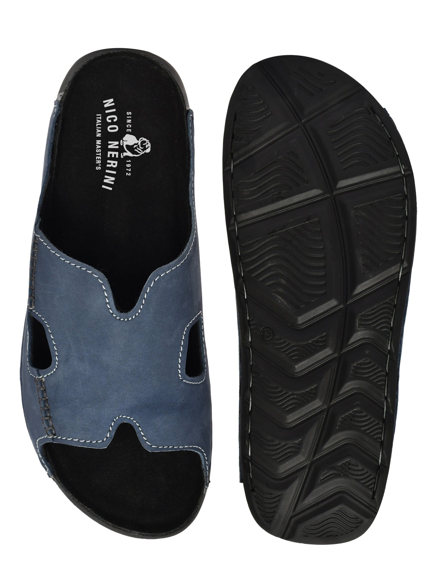 EZRO Men's Blue Comfort Slippers | Premium Open-Toe Casual Slip-On Slippers for Home & Everyday Wear