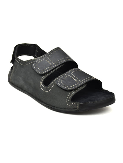 EZRO Men's Grey Adjustable Comfort Sandals | Lightweight Hook & Loop Casual Outdoor Walking Sandals
