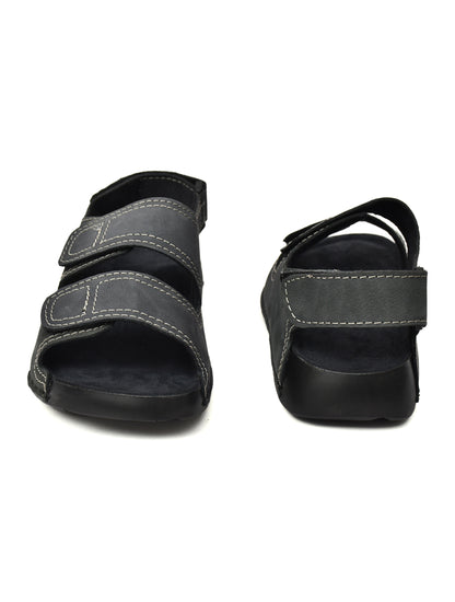 EZRO Men's Grey Adjustable Comfort Sandals | Lightweight Hook & Loop Casual Outdoor Walking Sandals