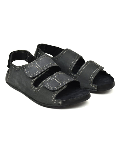 EZRO Men's Grey Adjustable Comfort Sandals | Lightweight Hook & Loop Casual Outdoor Walking Sandals