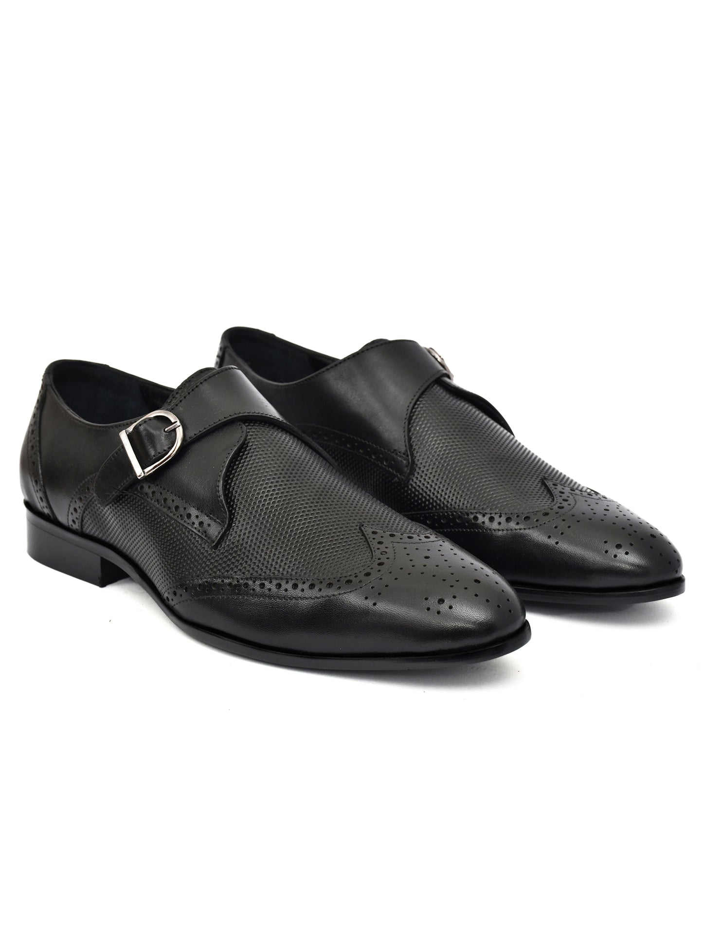EZRO Men's Black Monk Strap Formal Dress Shoes | Premium Slip-On Business & Party Shoes