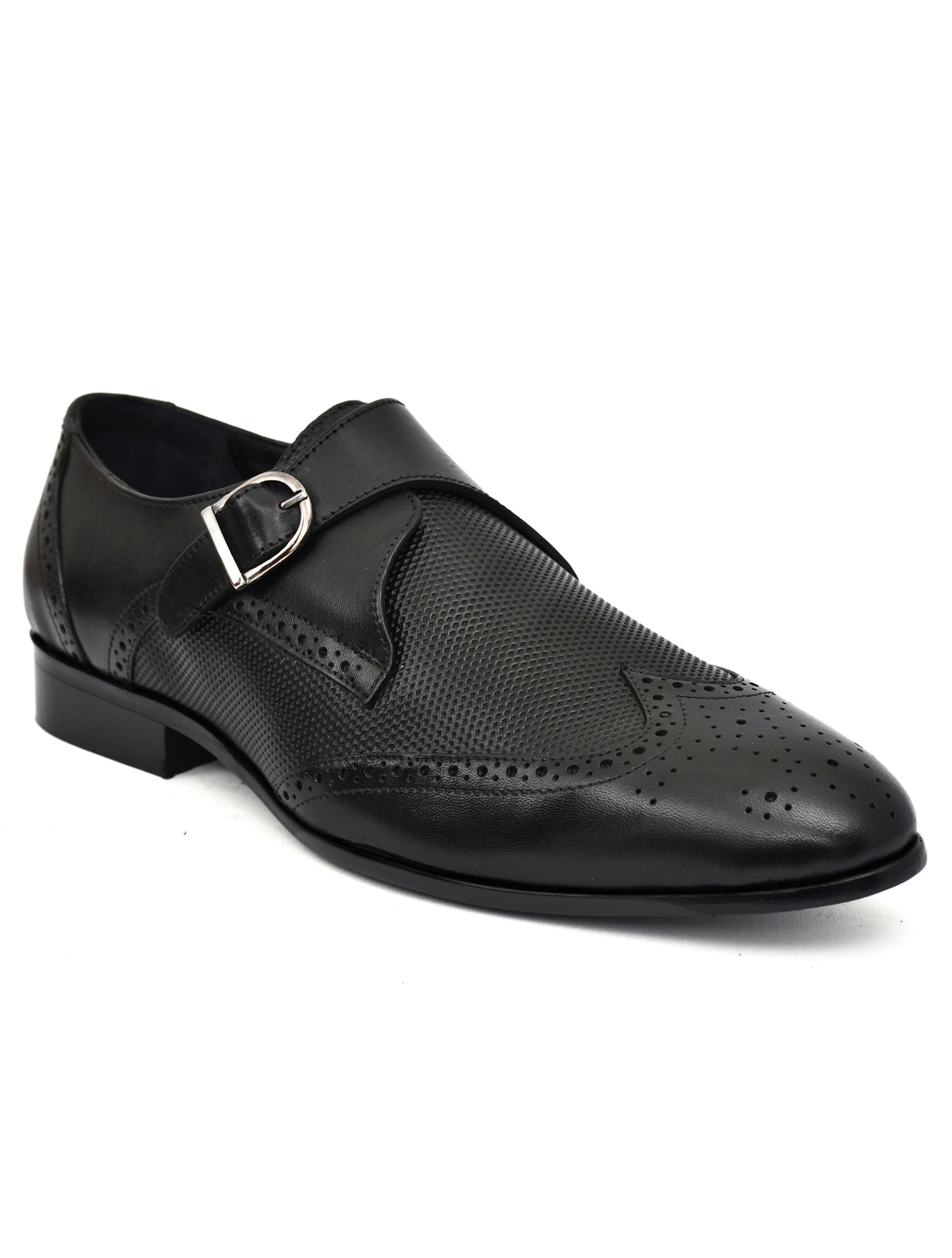 EZRO Men's Black Monk Strap Formal Dress Shoes | Premium Slip-On Business & Party Shoes
