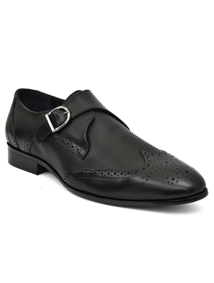 EZRO Men's Black Monk Strap Formal Dress Shoes | Premium Slip-On Business & Party Shoes