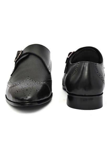EZRO Men's Black Monk Strap Formal Dress Shoes | Premium Slip-On Business & Party Shoes