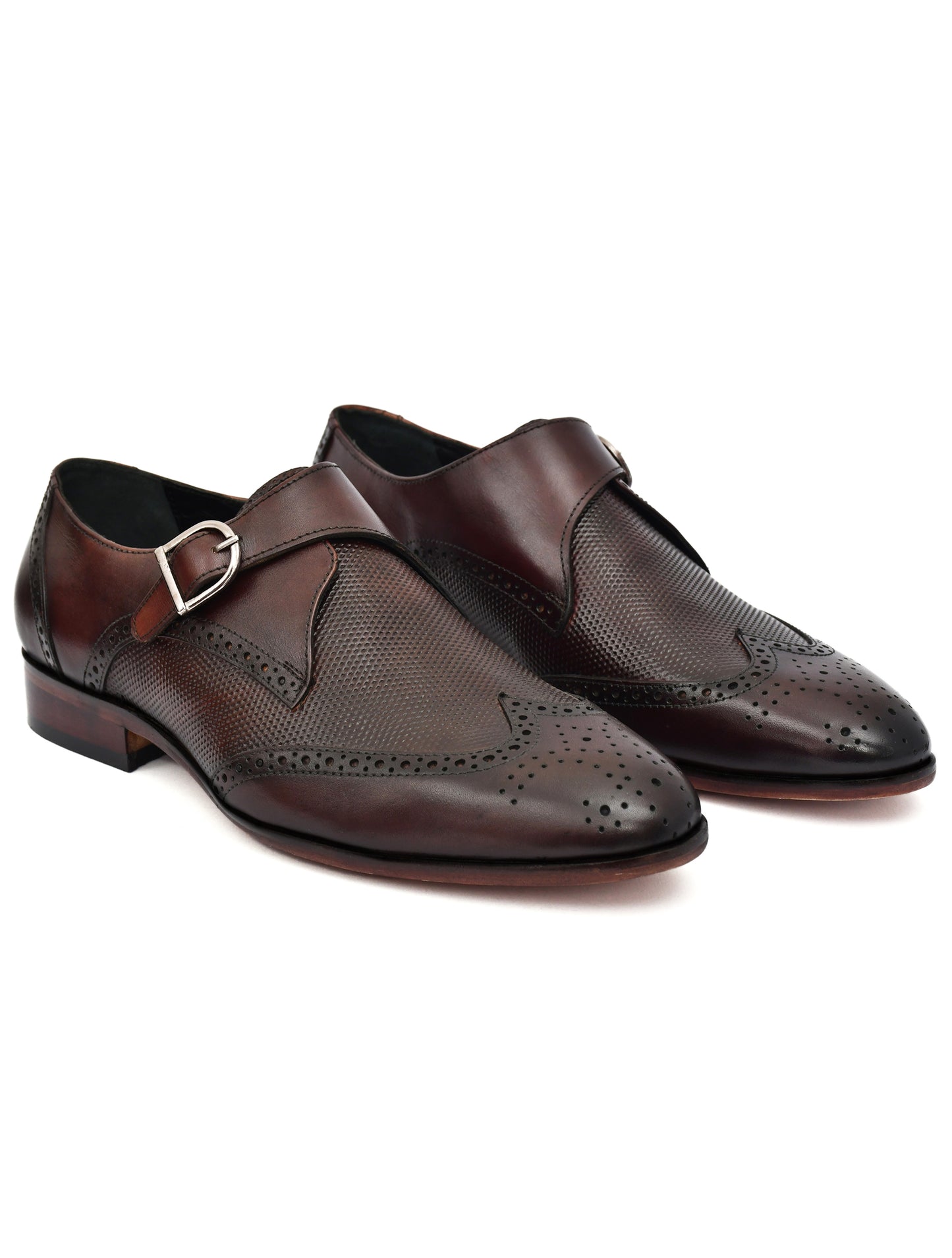 EZRO Men's Wine Monk Strap Formal Dress Shoes | Premium Slip-On Business & Party Shoes