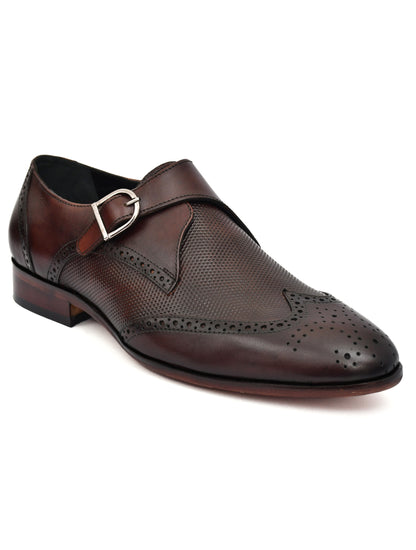 EZRO Men's Wine Monk Strap Formal Dress Shoes | Premium Slip-On Business & Party Shoes