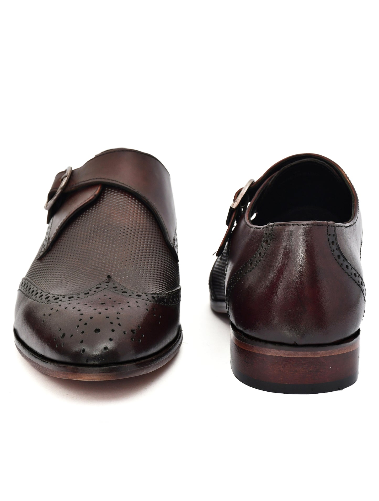 EZRO Men's Wine Monk Strap Formal Dress Shoes | Premium Slip-On Business & Party Shoes