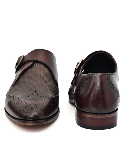 EZRO Men's Wine Monk Strap Formal Dress Shoes | Premium Slip-On Business & Party Shoes