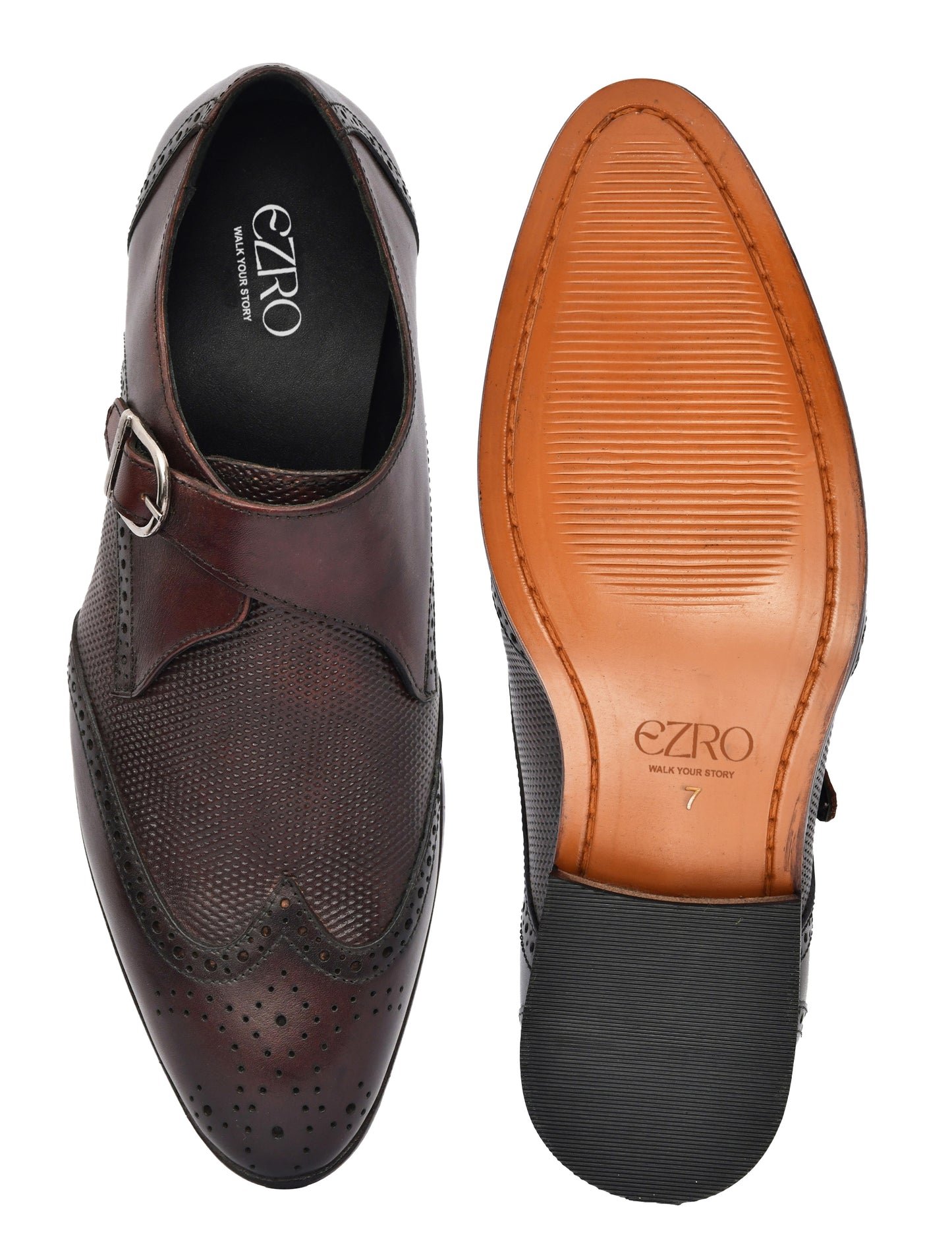 EZRO Men's Wine Monk Strap Formal Dress Shoes | Premium Slip-On Business & Party Shoes