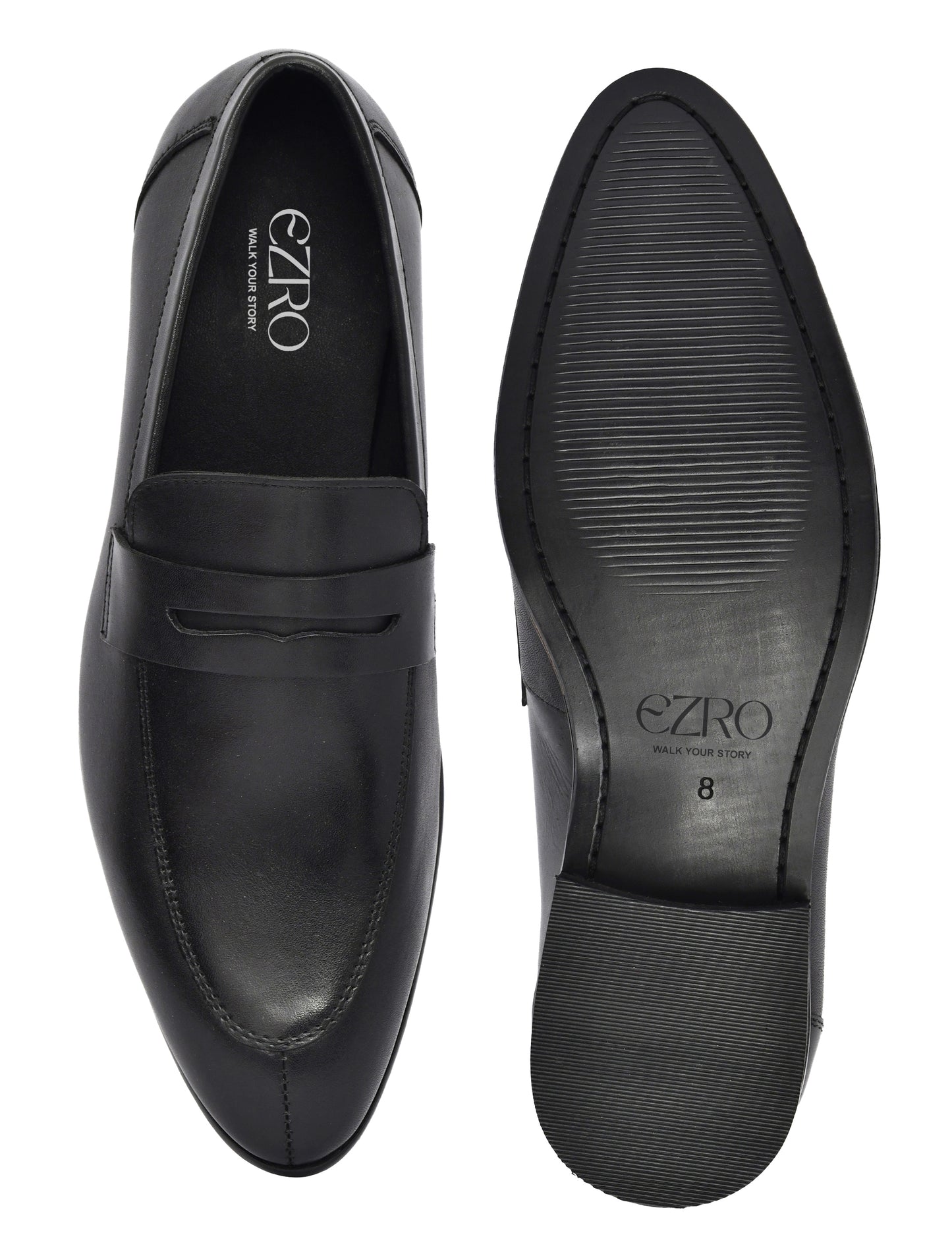 EZRO Men's Premium Black Formal Loafers | Classic Slip-On Business, Office & Wedding Dress Shoes