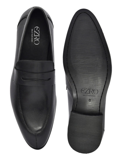 EZRO Men's Premium Black Formal Loafers | Classic Slip-On Business, Office & Wedding Dress Shoes