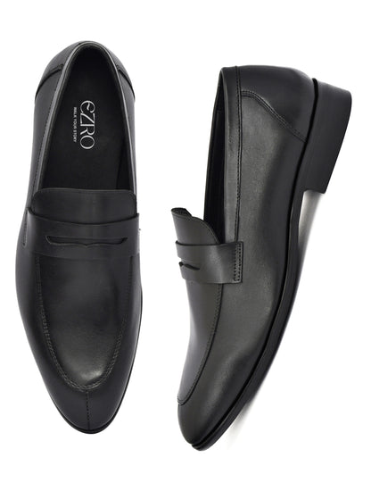 EZRO Men's Premium Black Formal Loafers | Classic Slip-On Business, Office & Wedding Dress Shoes